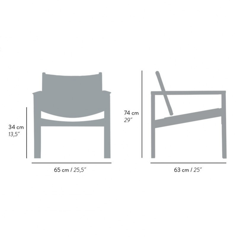 Dimensions of the Peglev leather and solid wood armchair