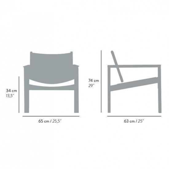Dimensions du fauteuil en cuir et bois massif Peglev