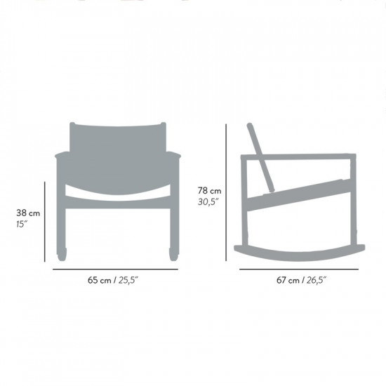 Dimensions du rocking chair en cuir Peglev