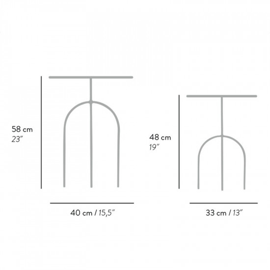 Dimensions des tables d'appoint en acier Moça