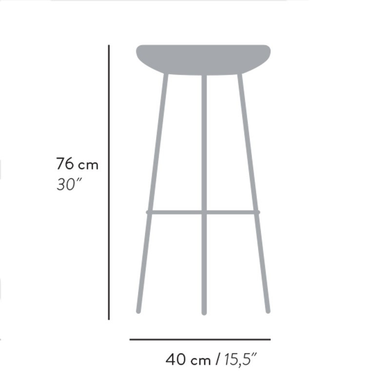 Dimensions of the Tribo Wooden and Stainless Steel Stacking Bar Stool