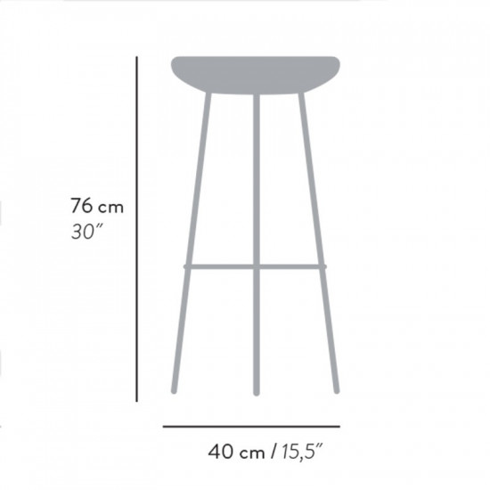 Dimensions of the Tribo Wooden and Stainless Steel Stacking Bar Stool