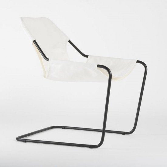 Paulistano Armchair Fabrics - natural color - Black epoxy carbon steel - side view