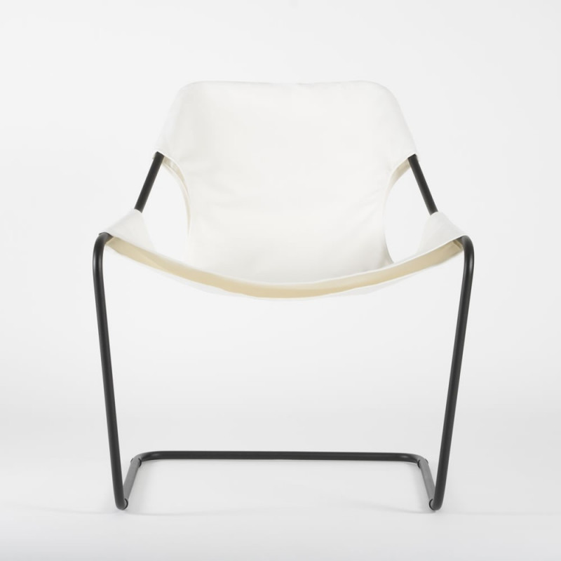 Paulistano Armchair Fabrics - natural color - Black epoxy carbon steel - front view