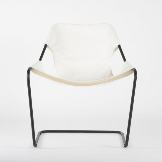 Paulistano Armchair Fabrics - natural color - Black epoxy carbon steel - front view