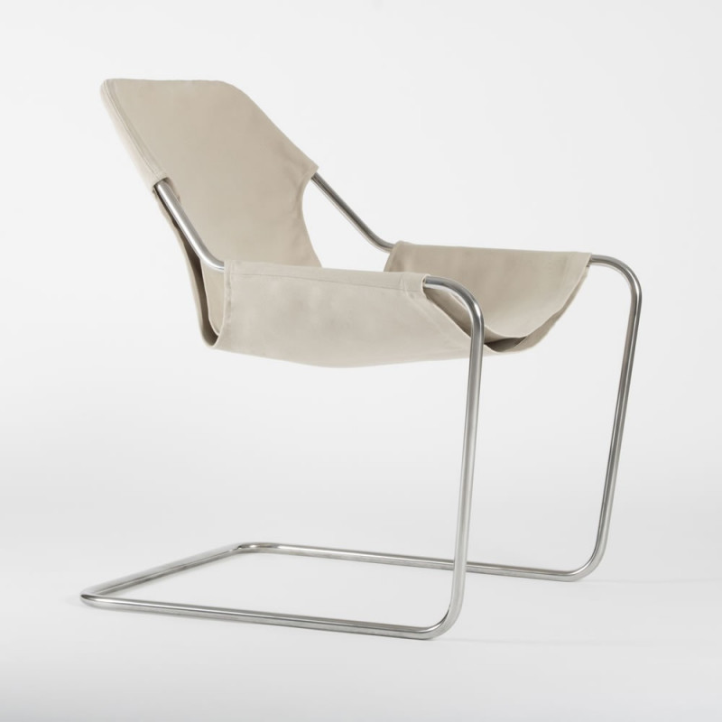 Paulistano Armchair Fabrics - beige color - Stainless steel - side view