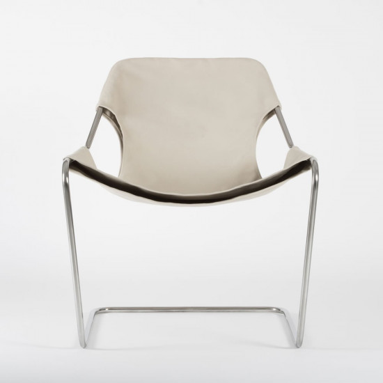 Paulistano Armchair Fabrics - beige color - Stainless steel - front view