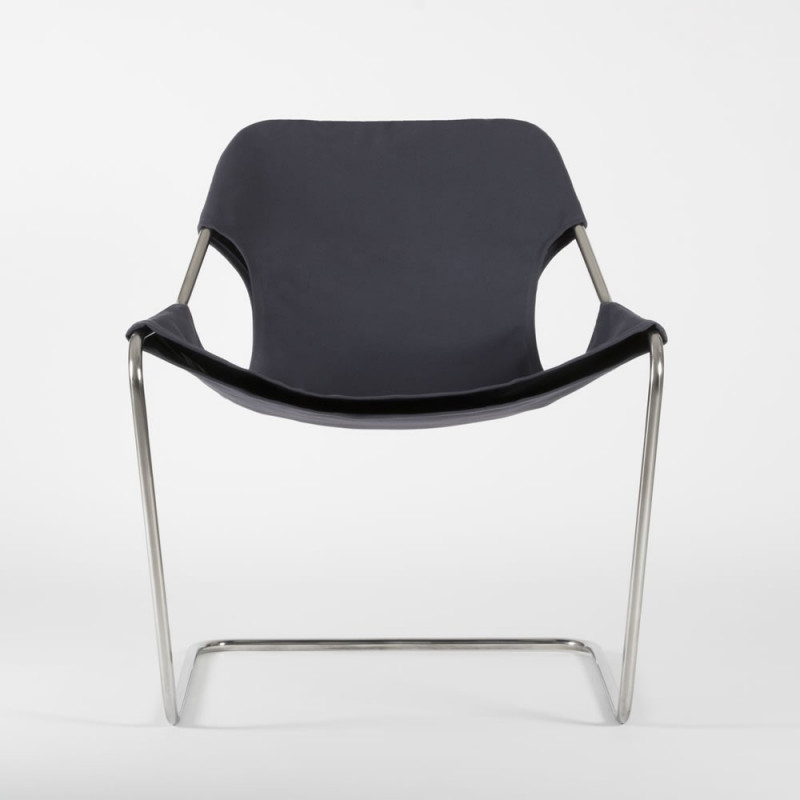 Paulistano Armchair Fabrics - Blue grey color - Stainless steel - front view