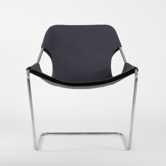 Paulistano Armchair Fabrics - Blue grey color - Stainless steel - front view
