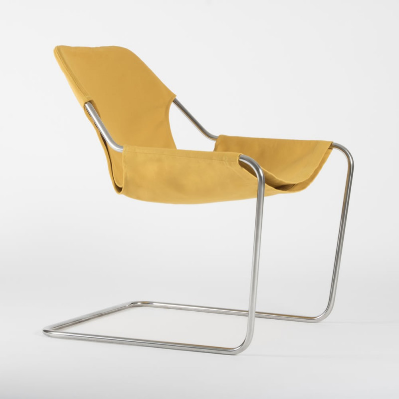 Paulistano Armchair Fabrics - Gold color - Stainless steel - side view