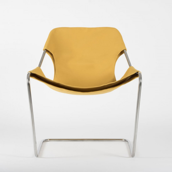 Paulistano Armchair Fabrics - Gold color - Stainless steel - front view
