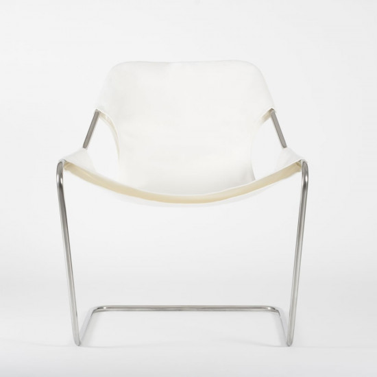Paulistano Armchair Fabrics - natural color - Stainless steel - front view