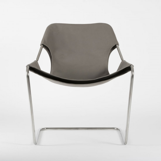 Paulistano Armchair Fabrics - Olive grey color - Stainless steel - front view