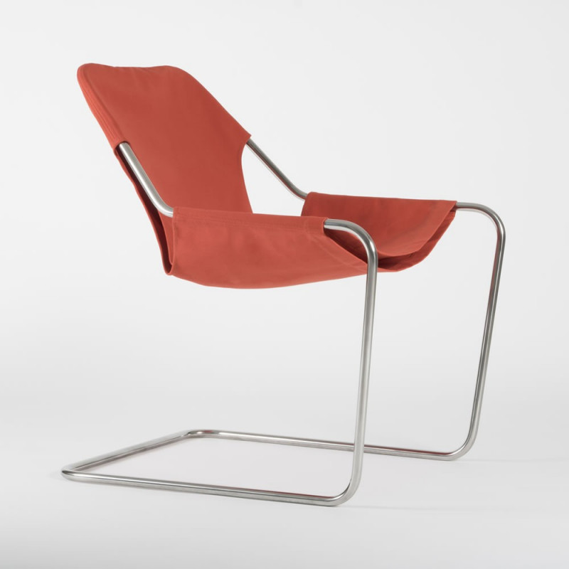Paulistano Armchair Fabrics - Paprika color - Stainless steel - side view