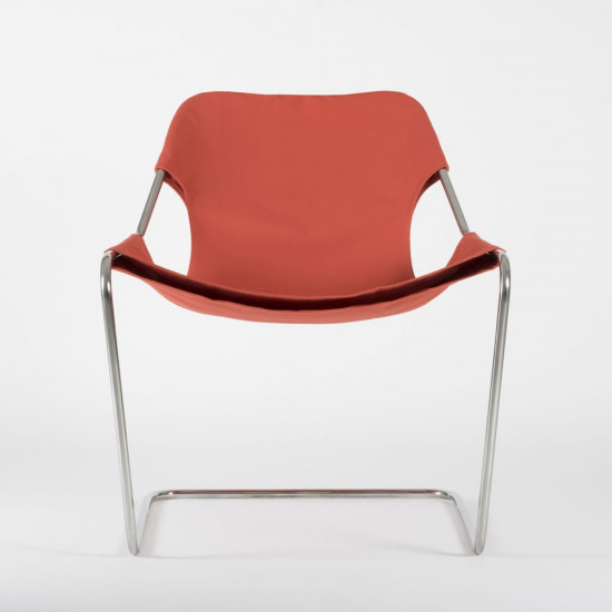 Fauteuil Paulistano Tissus - couleur paprika - Acier inoxydable - vue de côté