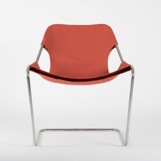 Paulistano Armchair Fabrics - Paprika color - Stainless steel - front view