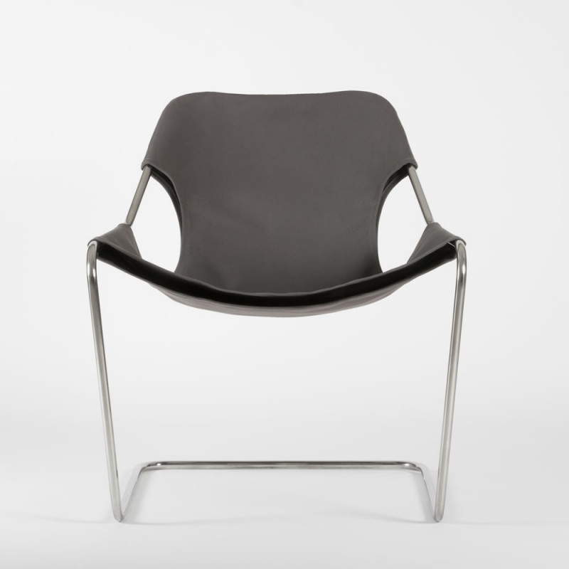 Paulistano Armchair Fabrics - Taupe grey color - Stainless steel - front view
