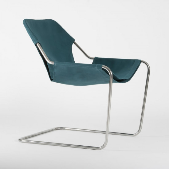 Paulistano Armchair Fabrics - Turquoise color - Stainless steel - side view