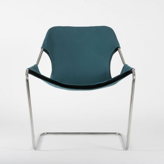 Paulistano Armchair Fabrics - Turquoise color - Stainless steel - front view