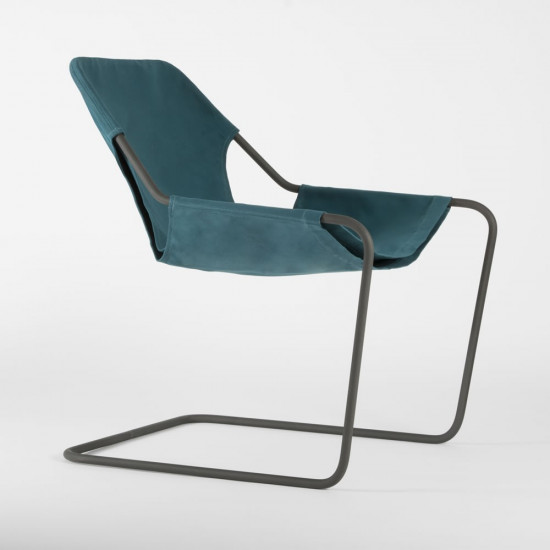 Paulistano Armchair Fabrics - Turquoise color - Phosphated steel - side view