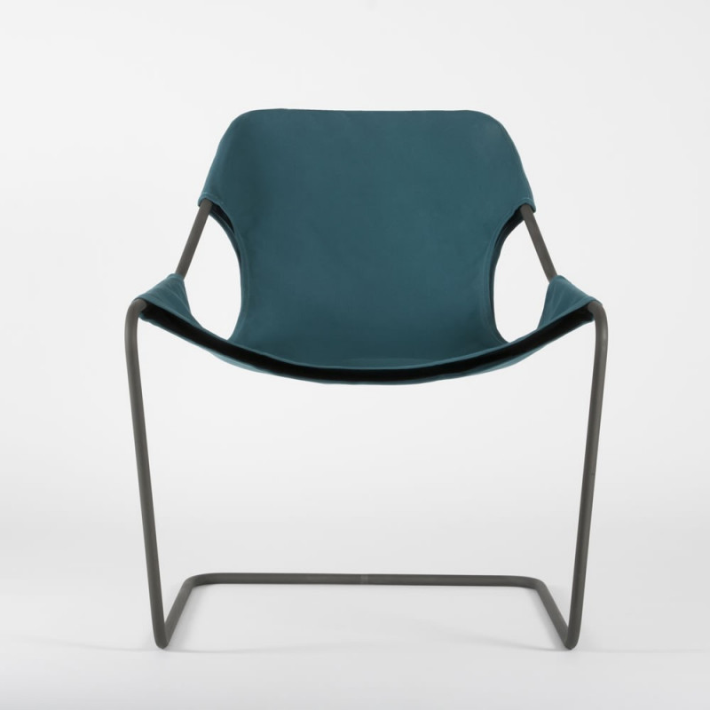 Fauteuil Paulistano Tissus - couleur turquoise - Acier phosphaté - vue de face