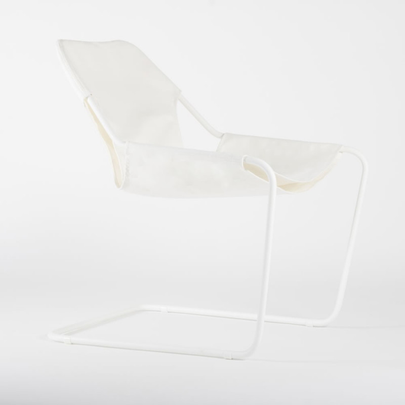 Fauteuil Paulistano Tissus - couleur naturelle - Acier carbone epoxy blanc- vue de côté