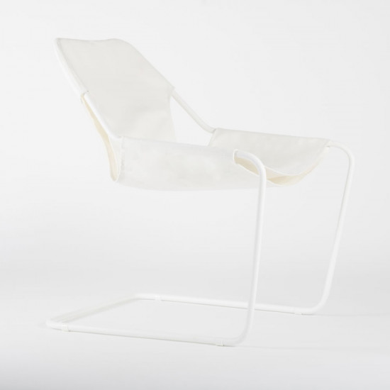 Paulistano Armchair Fabrics - Natural color - White epoxy carbon steel - side view
