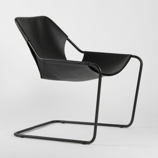 Paulistano armchair in vegetal leather - Black - Black epoxy carbon steel - side view