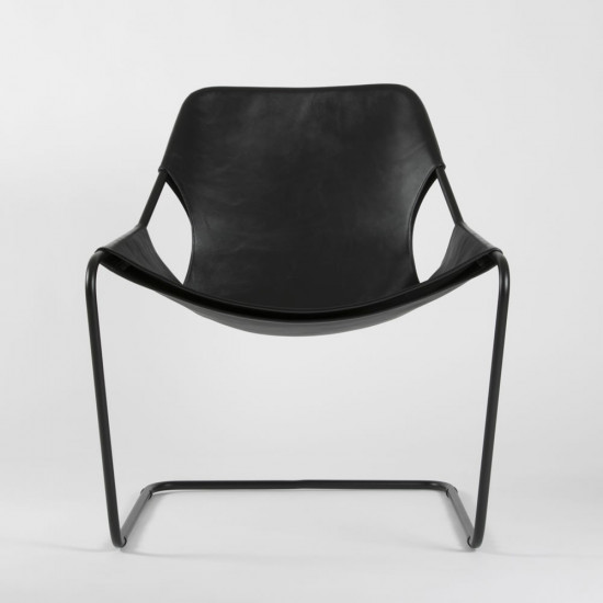 Paulistano armchair in vegetal leather - Black - Black epoxy carbon steel - front view