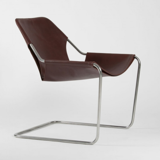 Paulistano armchair in vegetal leather - Cognac - Stainless steel - side view