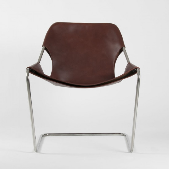 Paulistano armchair in vegetal leather - Cognac - Stainless steel - front view