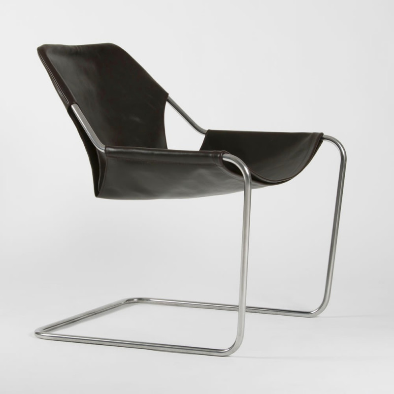 Paulistano armchair in vegetal leather - Macassar - Stainless steel - side view