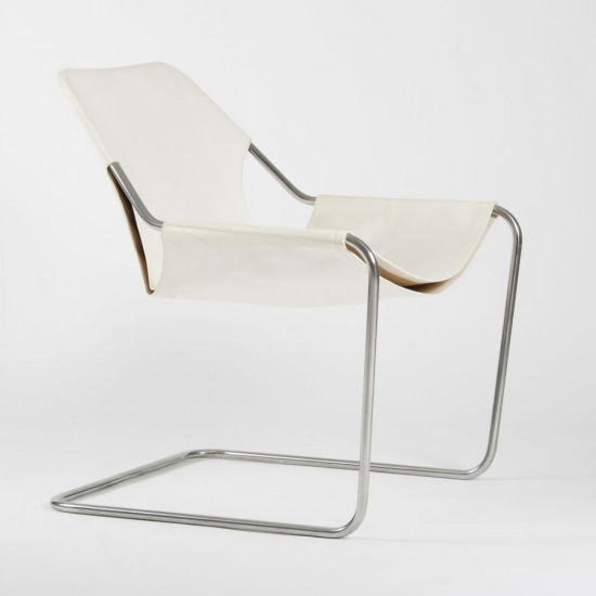Paulistano armchair in vegetal leather - White - Stainless steel - side view