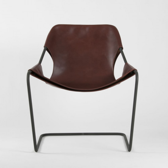 Paulistano armchair in vegetal leather - Cognac - Phosphorated steel - front view