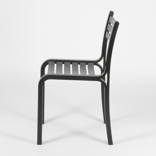 Gabi stacking chair - Black stained beech - side view