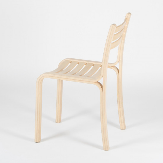 Gabi stacking chair - Natural beech - 3/4 back view