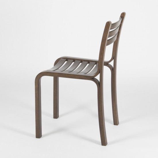 Gabi stacking chair - Walnut stained beech - 3/4 back view