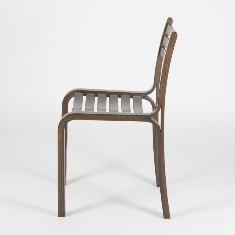 Gabi stacking chair - Walnut stained beech - side view