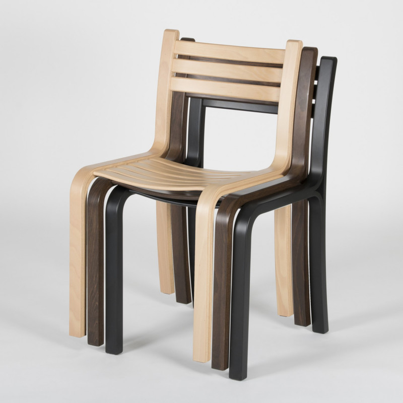 Stacked Gabi wooden chairs - Front view