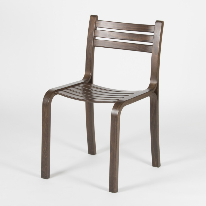 Gabi stacking chair - Walnut stained beech - 3/4 view