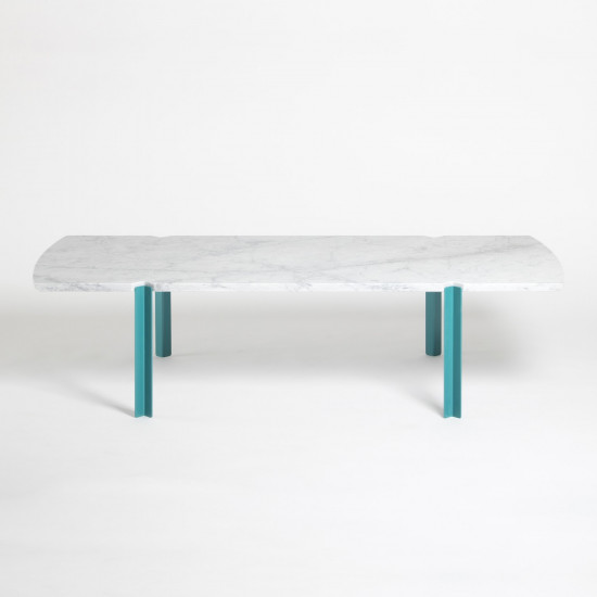 Table basse en marbre de Carrare Quattro Cantoni - brossé mat - turquoise