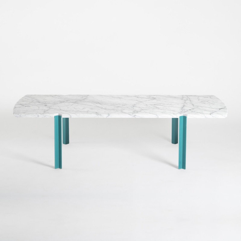 Table basse en marbre de Carrare Quattro Cantoni - poli - turquoise