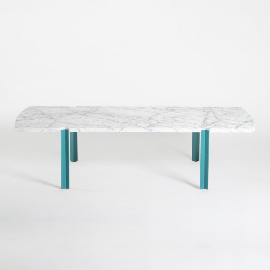 Quattro Cantoni Carrara marble coffee table - polished - turquoise