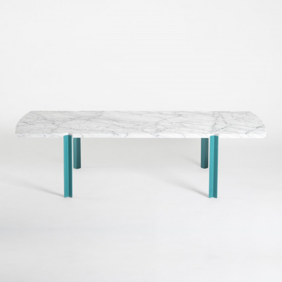 Table basse en marbre de Carrare Quattro Cantoni - poli - turquoise