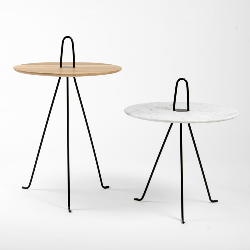 Tipi side Tables - 37 and 50cm - Carrara marble and solid oak