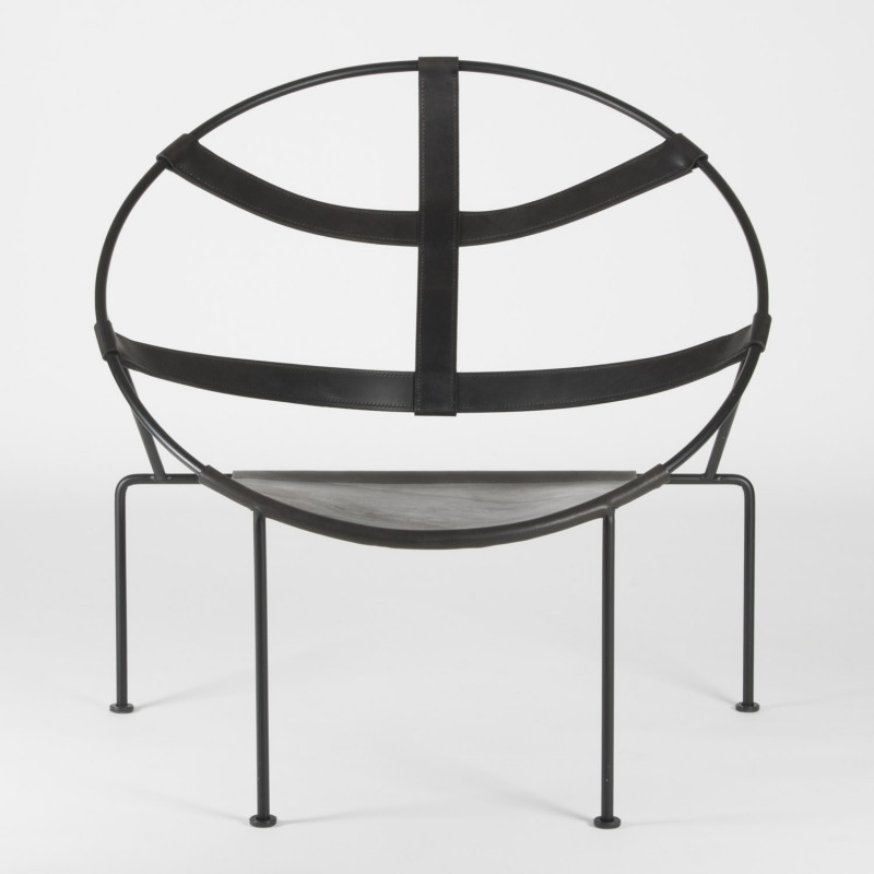 FDC1 Armchair - Black leather - Epoxy steel - Front view
