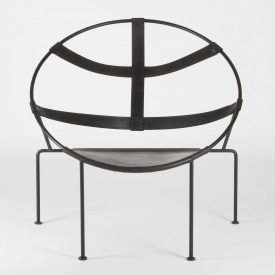 FDC1 Armchair - Black leather - Epoxy steel - Front view