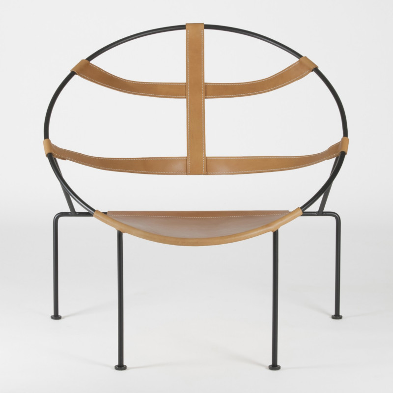 FDC1 Armchair - London leather - Epoxy steel - Front view
