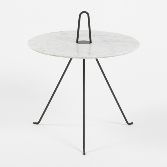 Tipi side table -37cm - Carrara marble - top and front view