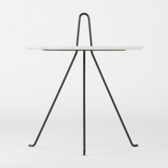 Tipi side table -37cm - Carrara marble - front view